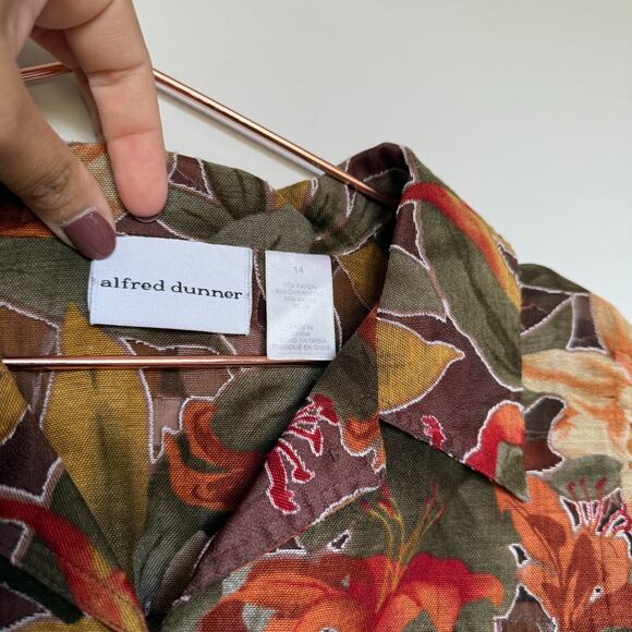 VTG Alfred Dunner Womens Top Size 14 Fall Leaves Thanksgiving Grannycore Prairie - Picture 3 of 6